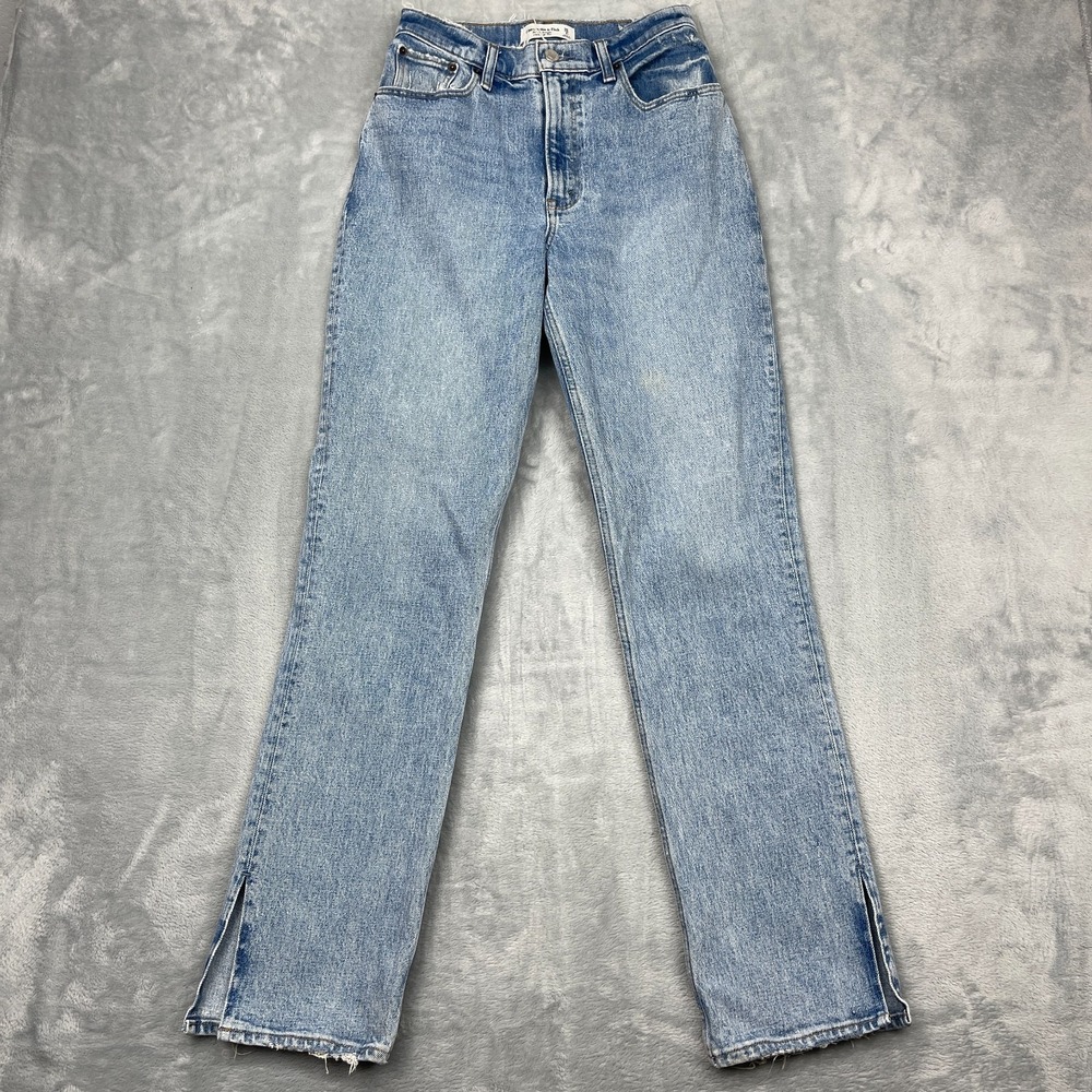 Abercrombie Fitch Curve Love Jeans Women 26/2R Blue 90s Straight Ultra High Rise
